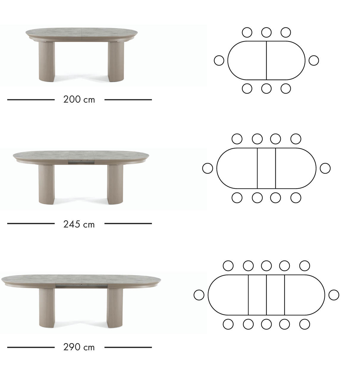 Rozkládací jídelní stůl Como 200–290 cm