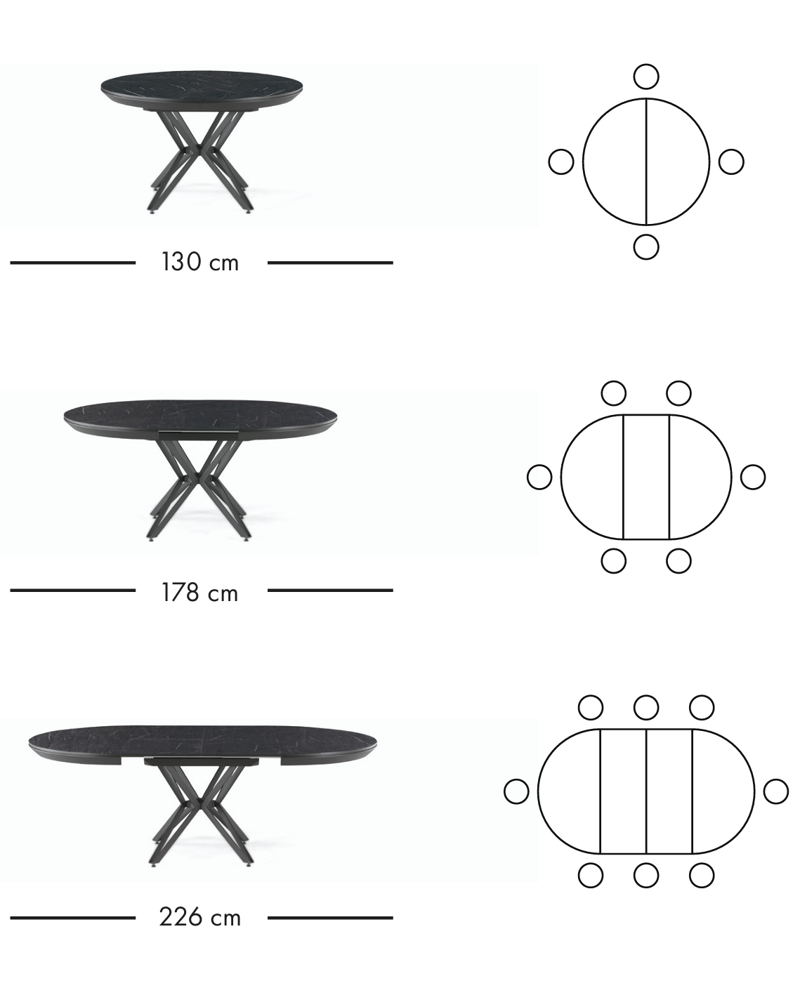 Rozkládací jídelní stůl Pacific 130–226 cm