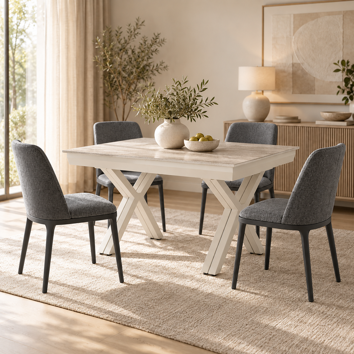Jídelní sestava Petra 140-440 cm + 4 židle Genova