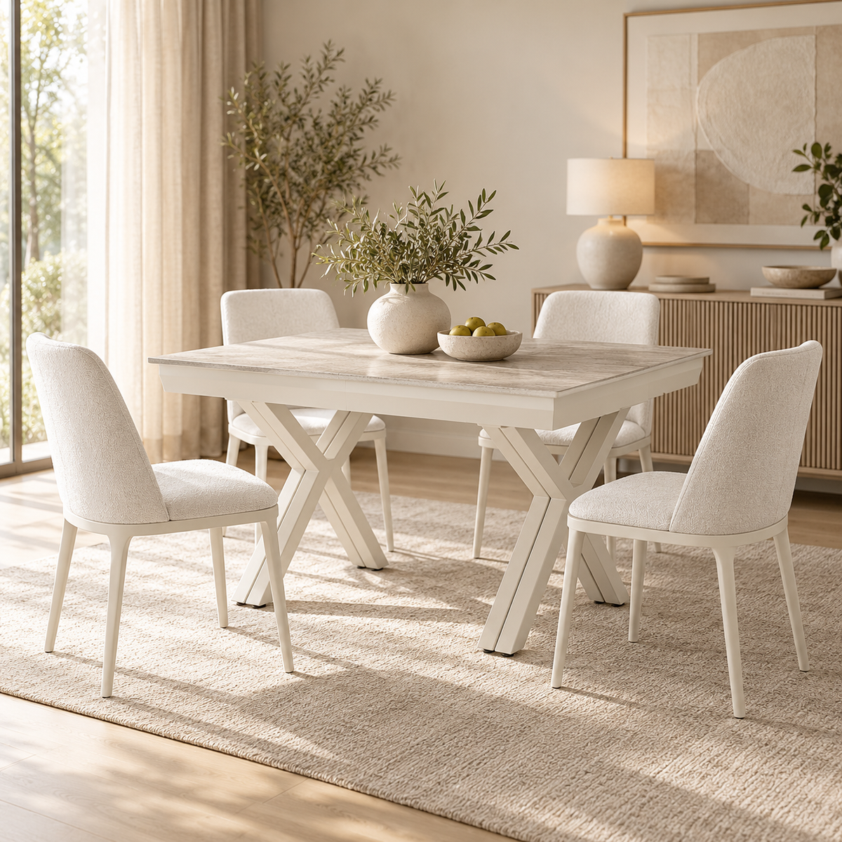 Jídelní sestava Petra 140-440 cm + 4 židle Genova