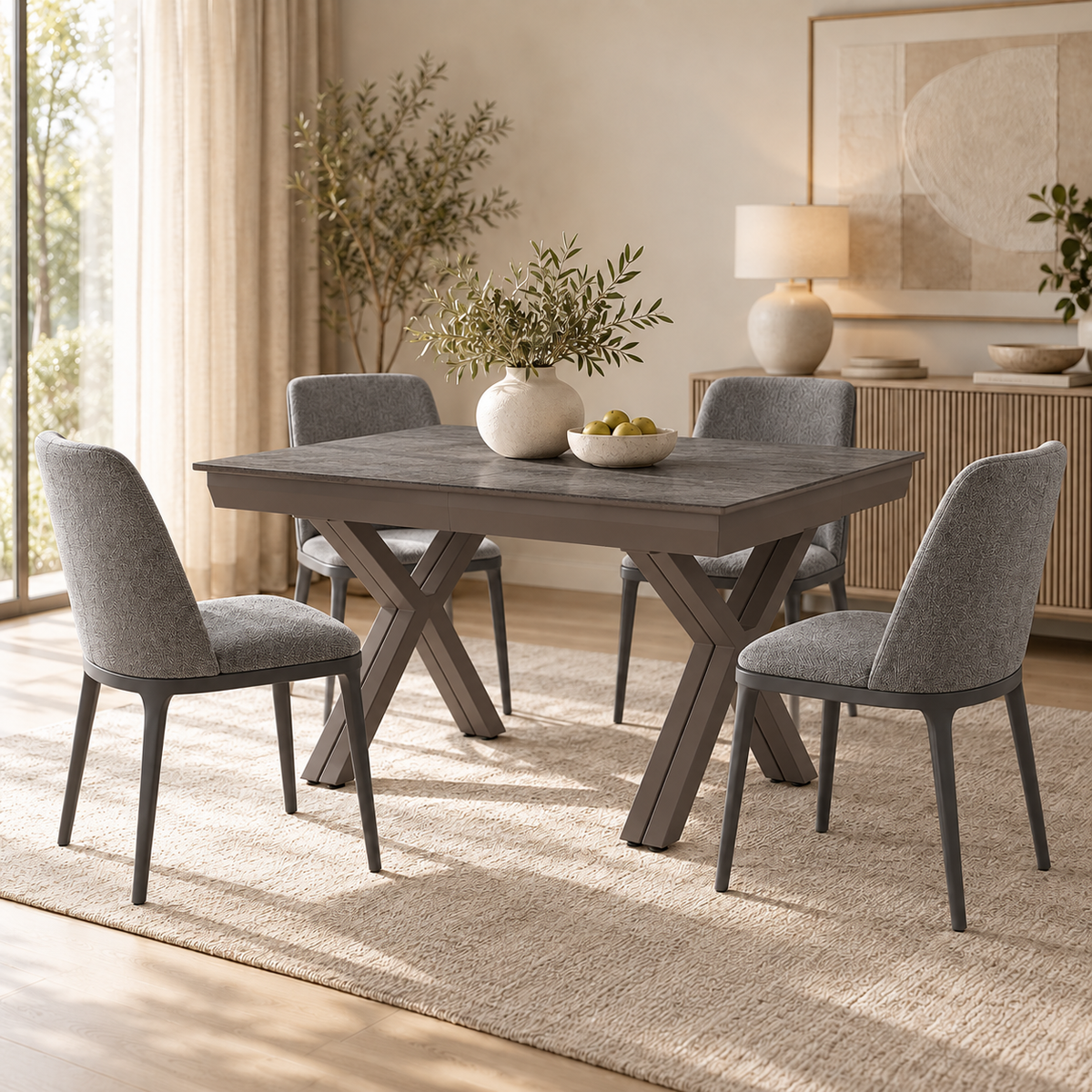 Jídelní sestava Petra 140-440 cm + 4 židle Genova