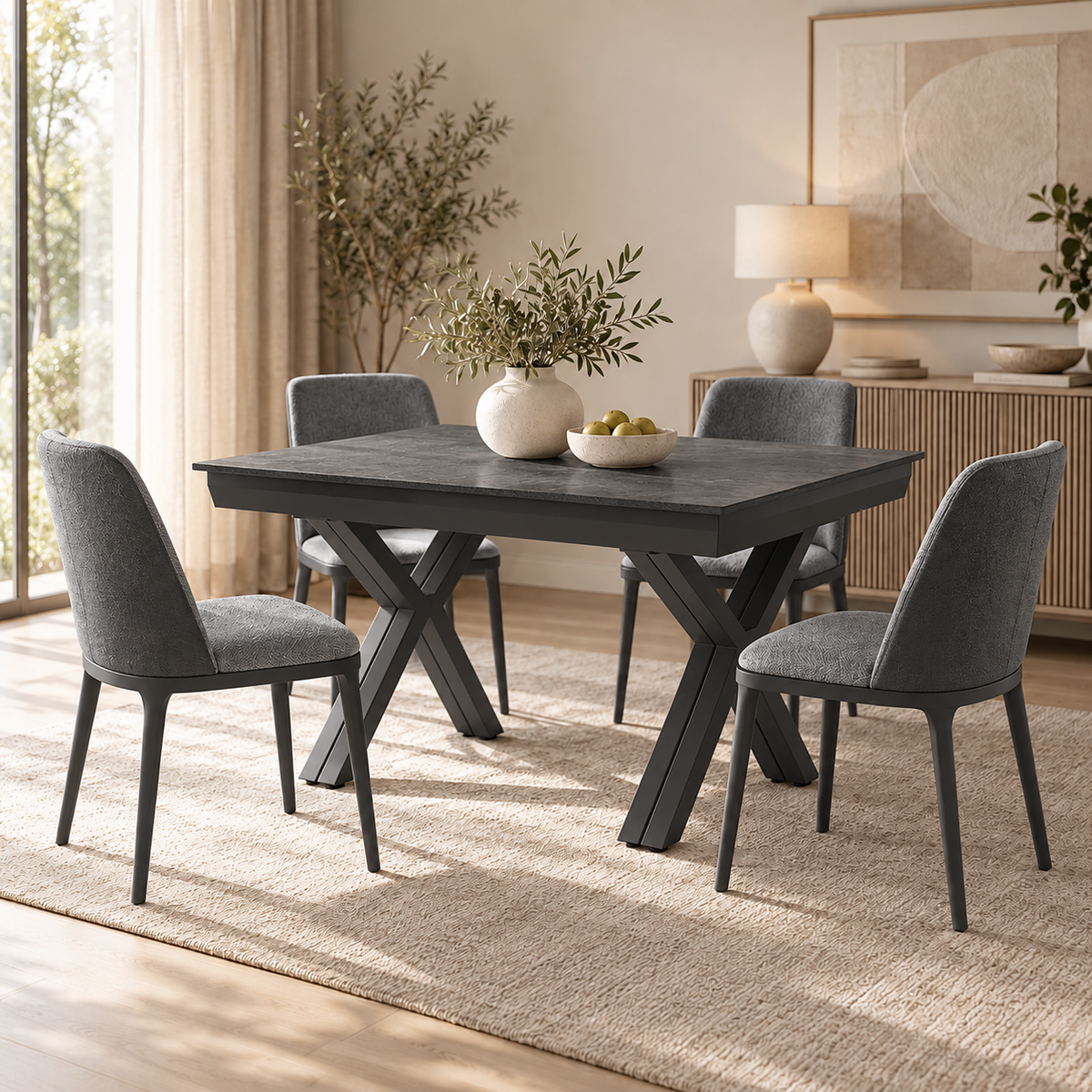 Jídelní sestava Petra 140-440 cm + 4 židle Genova