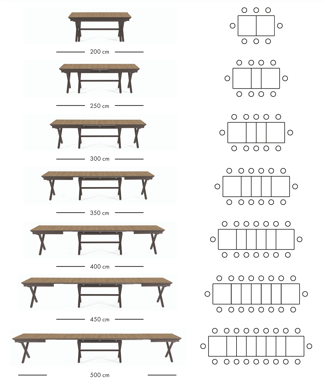Jídelní sestava Royal 200-500 cm + 6 židlí Lipa