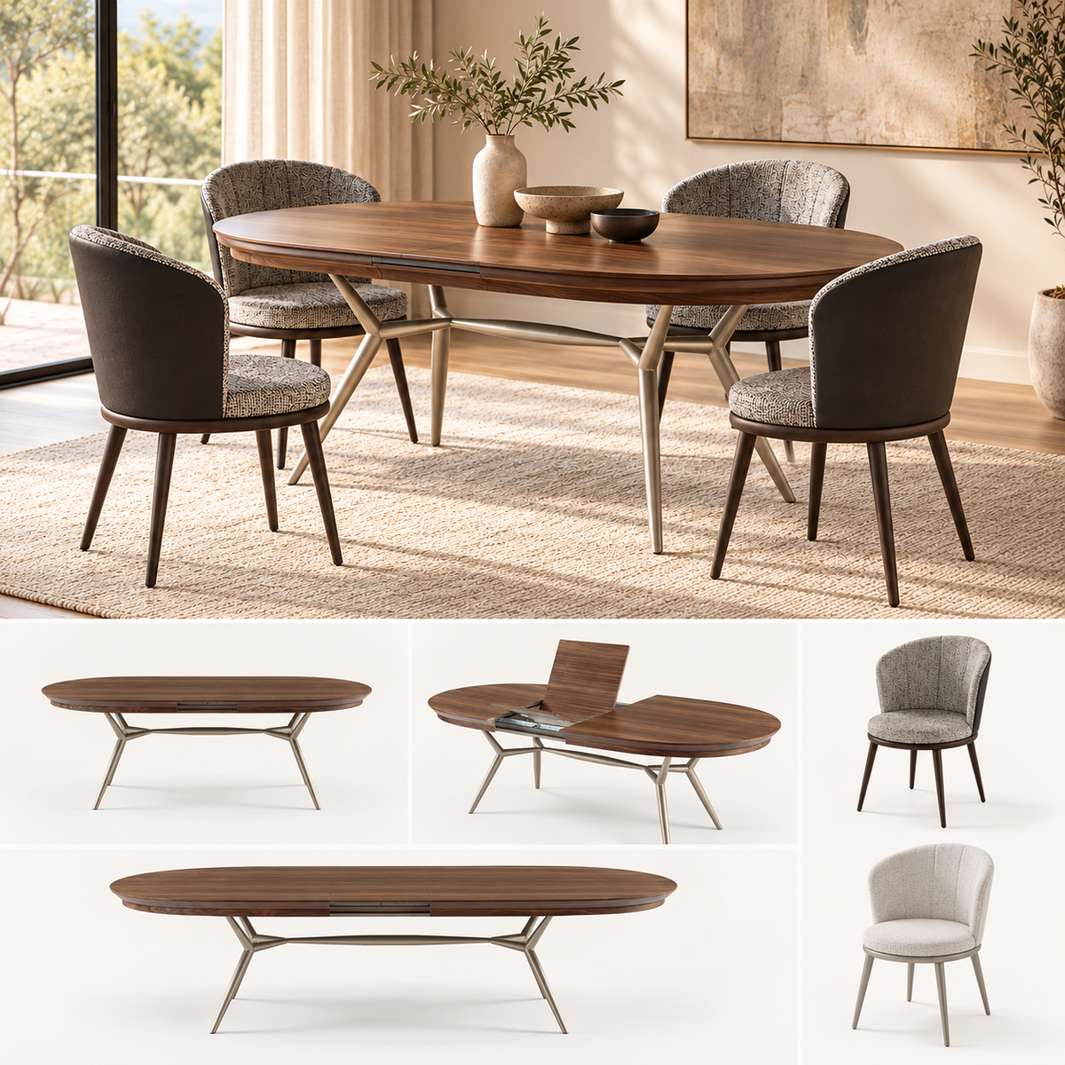 Jídelní sestava Verona 200-245 cm + 4 židle Lipa