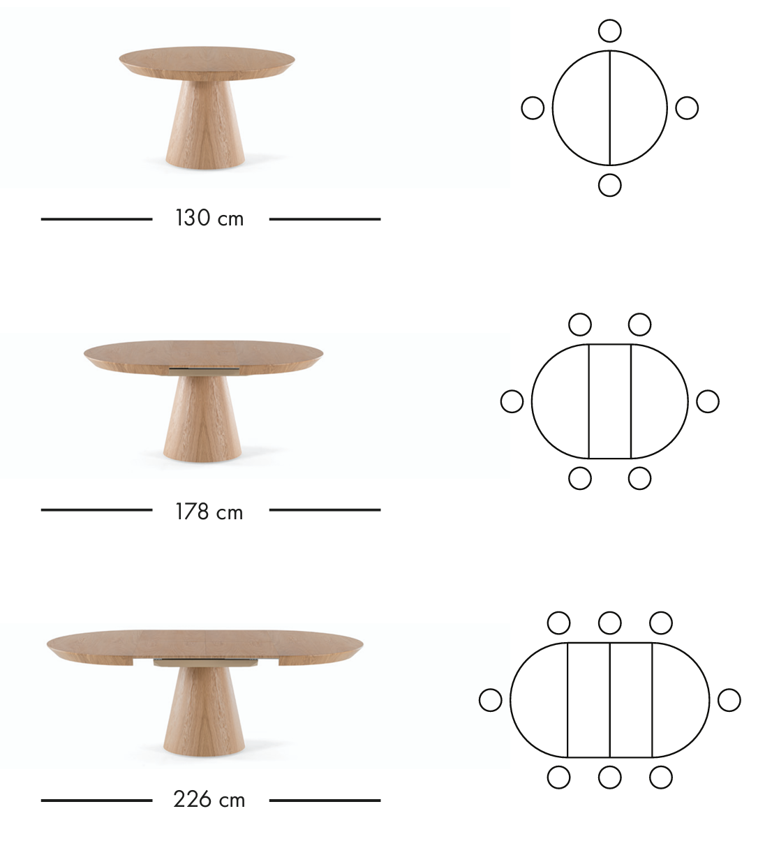 Rozkládací jídelní stůl Monaco 130–226 cm